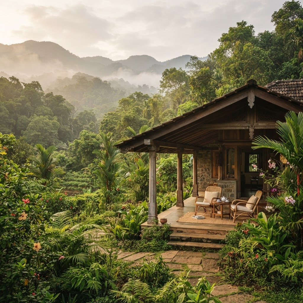 Spacious nature homestay surrounded by lush greenery
